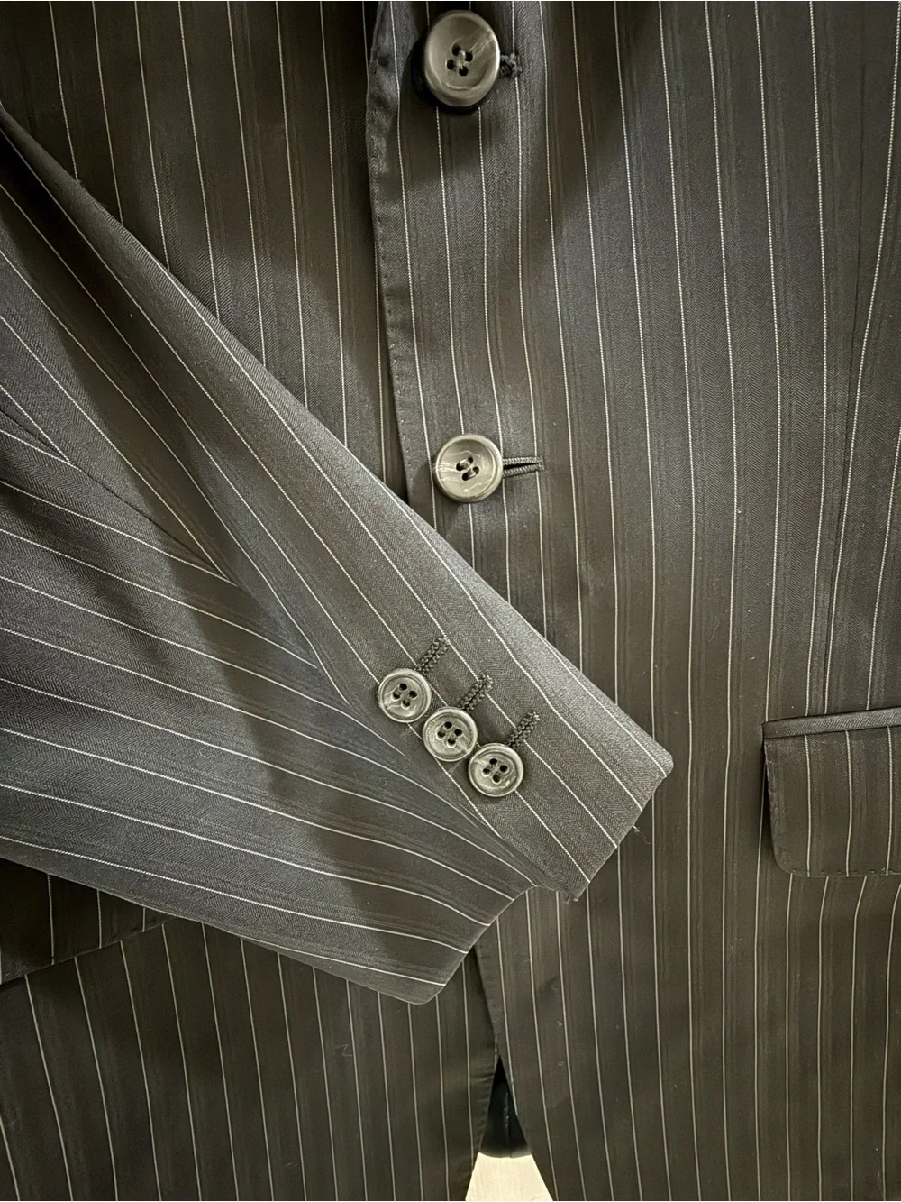 Versace Mens 48C 38R Wool Silk Black White Pinstripe Blazer Switzerland